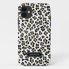 シックな野生の金ゴールドのパーソナライズなベージュヒョウのプリント iPhone 11 ケース