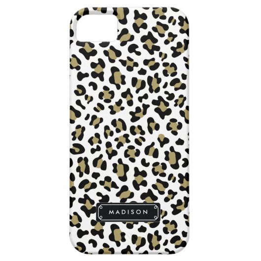 シックな野生の金ゴールドのパーソナライズなベージュヒョウのプリント Case-Mate iPhoneケース (裏面)