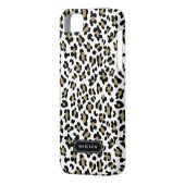 シックな野生の金ゴールドのパーソナライズなベージュヒョウのプリント Case-Mate iPhoneケース (裏面左)