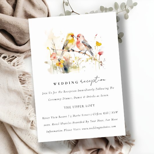 シックな野生植物性愛鳥結婚披露宴 エンクロージャーカード
