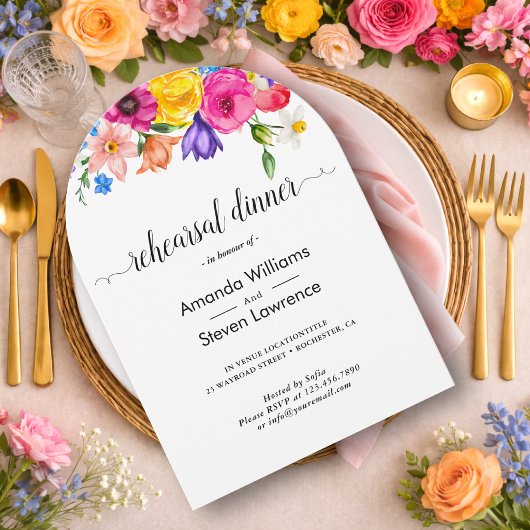 シックな野結婚花のリハーサルのディナーアーチ 招待状