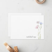 シックな野草牧草書道パーソナライズされた ノートカード (正面/裏面インサイチュ)