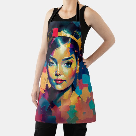 シックな金の箔の女カラフル性インパストオイルペインティング エプロン (インサイチュ)