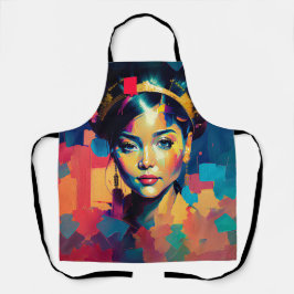 シックな金の箔の女カラフル性インパストオイルペインティング エプロン