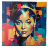 シックな金の箔の女カラフル性インパストオイルペインティング タイル (正面)