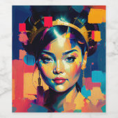 シックな金の箔の女カラフル性インパストオイルペインティング ワインラベル (シングルラベル)