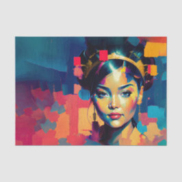 シックな金の箔の女カラフル性インパストオイルペインティング 薄葉紙