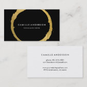 シックな金ゴールドおよび黒い円の名刺 名刺 (正面/裏面)