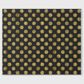 シックな金ゴールドおよび黒く魅力的な点 ラッピングペーパー (フラット)