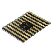 シックな金ゴールドおよび黒のストライプの夢の大きいパーソナライズ ノートブック (左側)