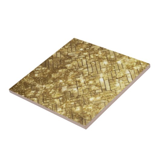 シックな金ゴールドきらめくグリッターウォールフロア暖炉 タイル (側面)