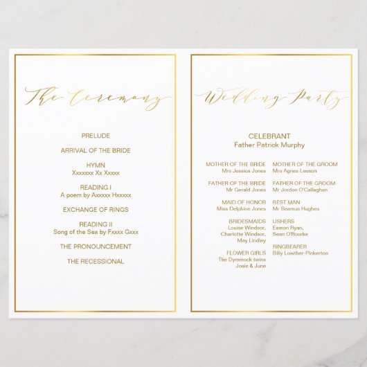 シックな金ゴールドとの折り畳み式フォント (裏面)