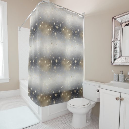 シックな金ゴールドとシルバーグリッター シャワーカーテン (インサイチュ)