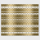 シックな金ゴールドとストライプホワイト水玉模様 ラッピングペーパー (フラット)