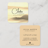 シックな金ゴールドとブラックウォーターのカラー抽象芸術スクリプト スクエア名刺 (正面/裏面)