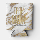 シックな金ゴールドとホワイトマーブルチームブライドバチェロレッテ 缶クーラー (正面)