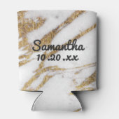 シックな金ゴールドとホワイトマーブルチームブライドバチェロレッテ 缶クーラー (裏面)