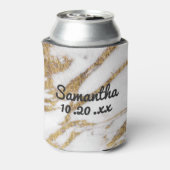シックな金ゴールドとホワイトマーブルチームブライドバチェロレッテ 缶クーラー (缶裏面)