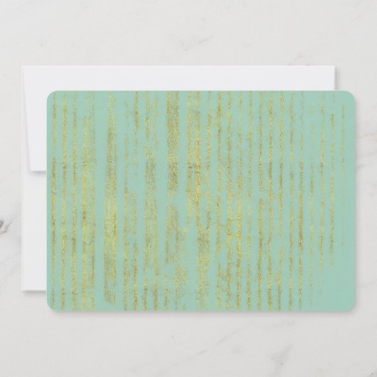 シックな金ゴールドとミントストライプーの赤ちゃんシャワー 招待状 (裏面)