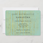 シックな金ゴールドとミントストライプーの赤ちゃんシャワー 招待状 (正面)