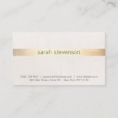 シックな金ゴールドとリネンのテクスチャ「見るストライプの」 名刺 (正面)