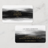 シックな金ゴールドと抽象芸術ブラックインクのブラシストローク 名刺 (正面/裏面)