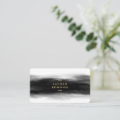 シックな金ゴールドと抽象芸術ブラックインクのブラシストローク 名刺 (スタンド正面)