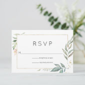 シックな金ゴールドと緑の幾何結婚図形 出欠カード (スタンド正面)