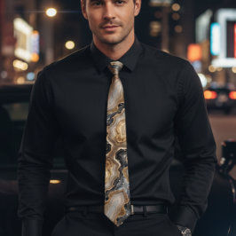 シックな金ゴールドと黒い大理石の輝結婚き ネクタイ