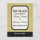 シックな金ゴールドと黒の日付を保存 案内ポストカード (正面)