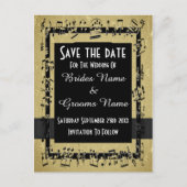 シックな金ゴールドと黒の日付を保存 案内ポストカード (正面)