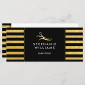 シックな金ゴールドと黒髪のサロンギフト証明書 (正面/裏面)