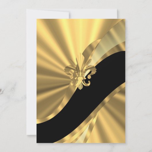 シックな金ゴールドのエレガントでフォーマルな結婚式 招待状 (裏面)