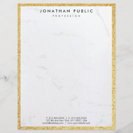 シックな金ゴールドのグリッターおよび白い大理石のモダンなテンプレート レターヘッド