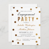 シックな金ゴールドのグリッターの紙吹雪の婚約パーティ インビテーションポストカード (正面/裏面)