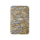 シックな金ゴールドのフェイクなグリッターによってはヴィンテージが縞で飾ります開花します バスマット (正面縦)