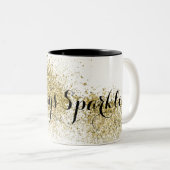 シックな金ゴールドのフェイクなグリッターの輝き ツートーンマグカップ (正面右)