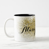 シックな金ゴールドのフェイクなグリッターの輝き ツートーンマグカップ (左)
