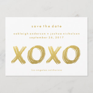シックな金ゴールドのブラシの打撃 XOXOのシンプルの保存日付 セーブザデート