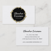 シックな金ゴールドのリースのスタイリスト 名刺 (正面/裏面)