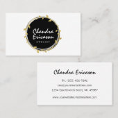シックな金ゴールドのリースのスタイリスト 名刺 (正面/裏面)