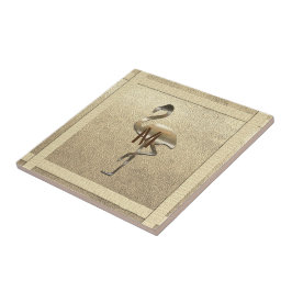 シックな金ゴールドの一見の光沢のあるフラミンゴのモノグラムのコースター タイル