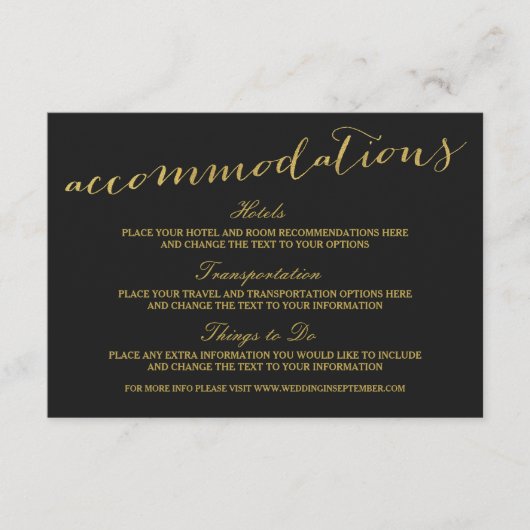 シックな金ゴールドの原稿の調節カード エンクロージャーカード (正面)