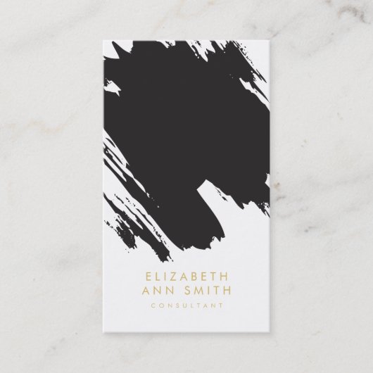 シックな金ゴールドの抽象芸術ブラシストローク名刺のパック 名刺 (正面)