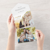 シックな金ゴールドの楽しいスクリプトと曲線写真 オールインワン招待状 (貼ってはがせる)