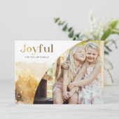 シックな金ゴールドの楽しいスクリプトと曲線写真 シーズンカード (スタンド正面)