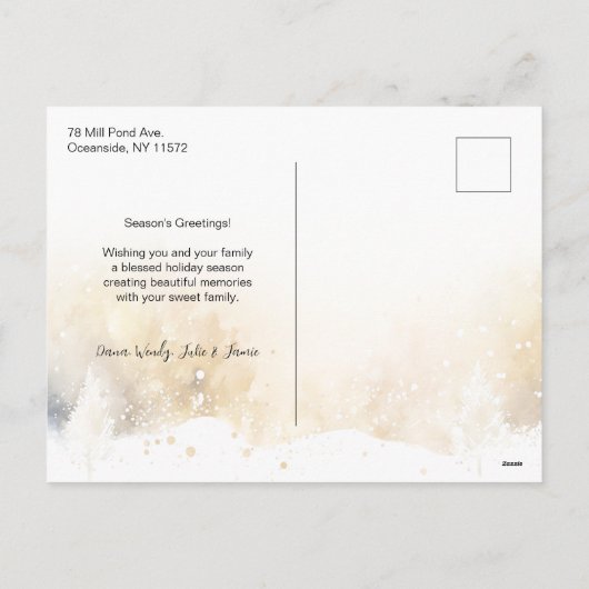 シックな金ゴールドの楽しいスクリプトと曲線写真 シーズンポストカード (裏面)