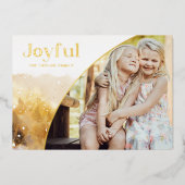 シックな金ゴールドの楽しいスクリプトと曲線写真 箔シーズンカード (正面)