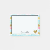 シックな金ゴールドの水彩画は縞で飾ります ポストイット (正面)