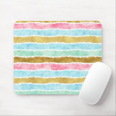 シックな金ゴールドの水彩画は縞で飾ります マウスパッド (マウス)